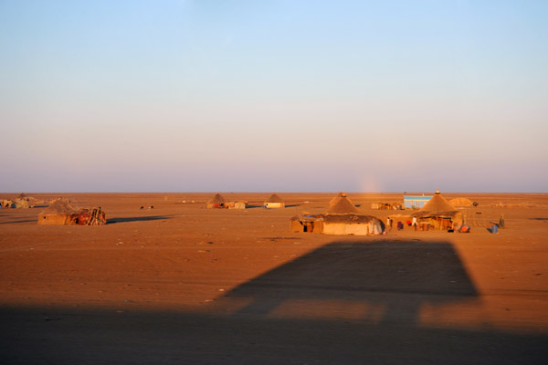 Early morning shadow of the bus bound for Khartoum