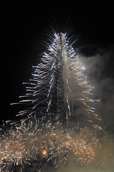 Fireworks nearly reach the summit