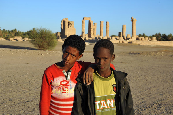 Nubian boys in front of the Temple of Soleb