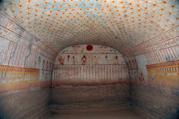 The paintings of the lower portion of the tomb have been destroyed, probably by water