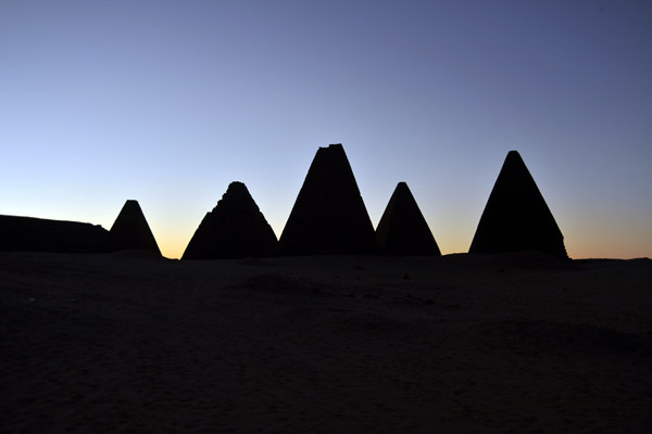 Five of the pyramids of the northern group NW of Jebel Barkal