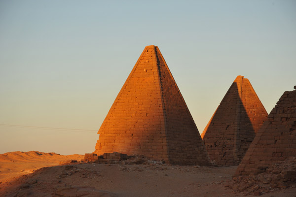 The southwestern pyramid is almost completely illuminated