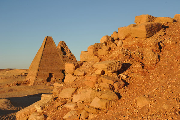 Detail of one of the poorly preserved pyramids at the Royal Cemetery, Karima