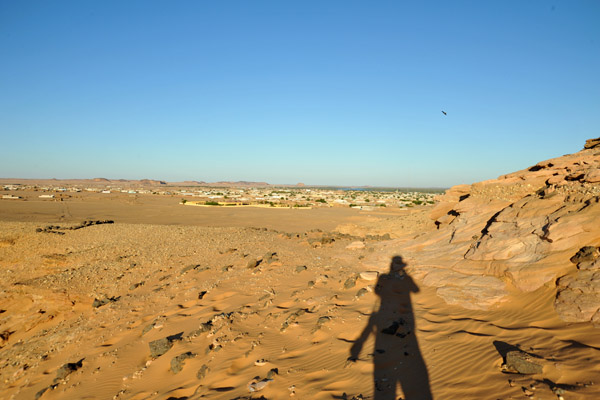 My shadow looking towards the town of Karima