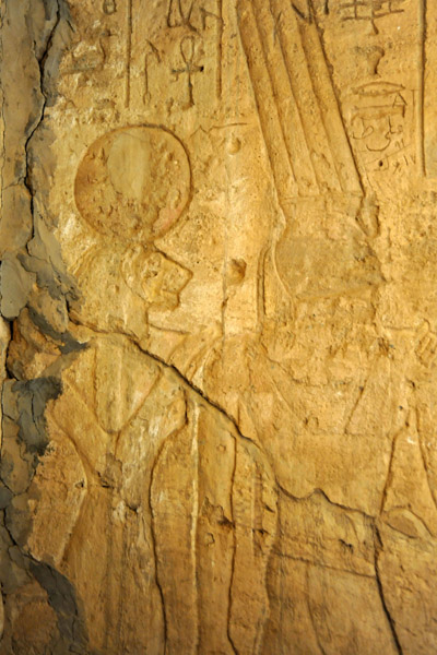 The goddess Sekhmet holding the god Amun