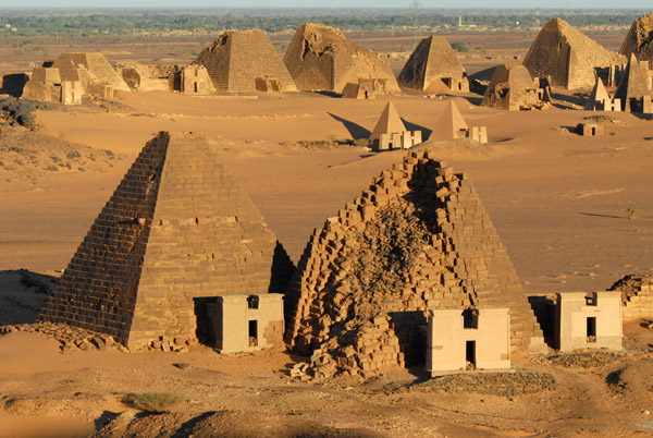 Pyramids of the Southern Cemetery of Mero, very early morning