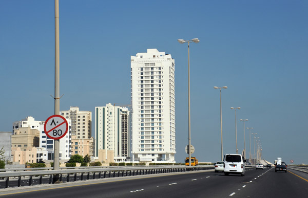 Passing through Al Juffair to the Sheikh Khalifa bin Salman Causeway to Muharraq Island