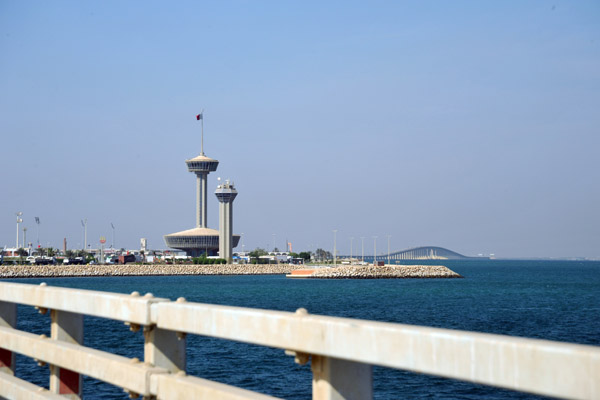 Lookout towers on the Bahraini side of the King Fahd Causeway island