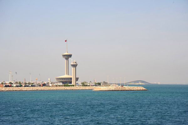 King Fahd Causeway island with the bridge to Saudi Arabia
