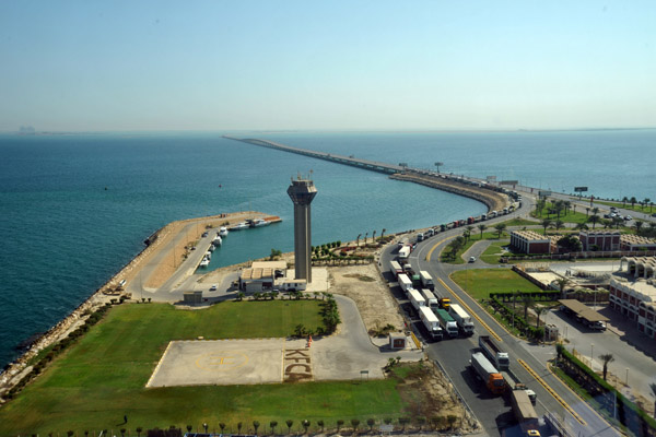 View of the King Fahd Causeway looking east from the Bahrani observation tower