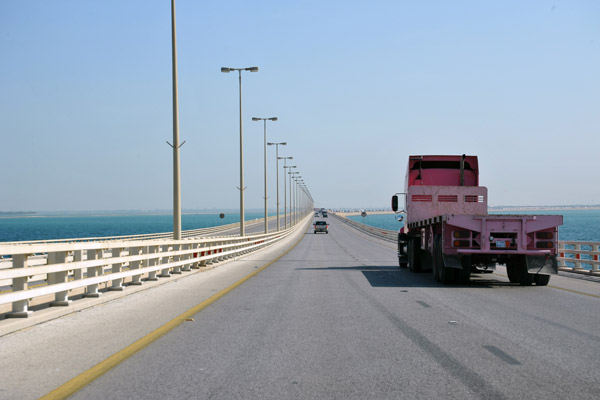 Driving back across the causeway to Bahrain