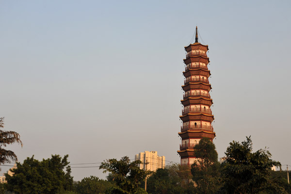 The 9-level Chigang Pagoda is built of red sandstone