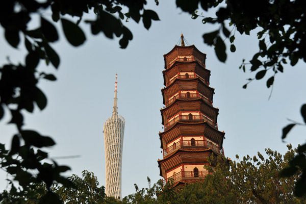 Two towers where the Pearl River enters Guangzhou - good fengshui