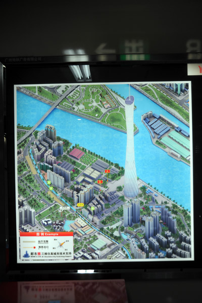 District map of the Canton Tower area, Guangzhou Metro