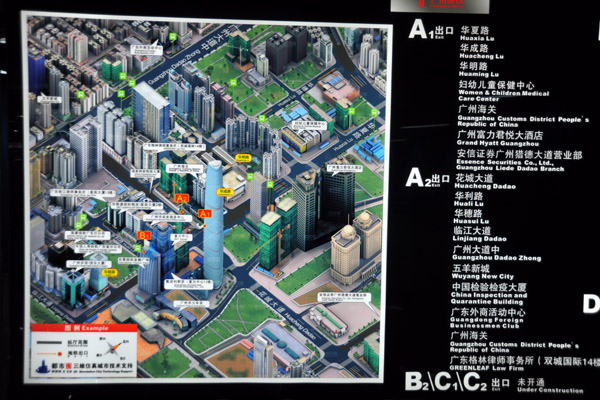 District map around Zhujiang New Town metro station