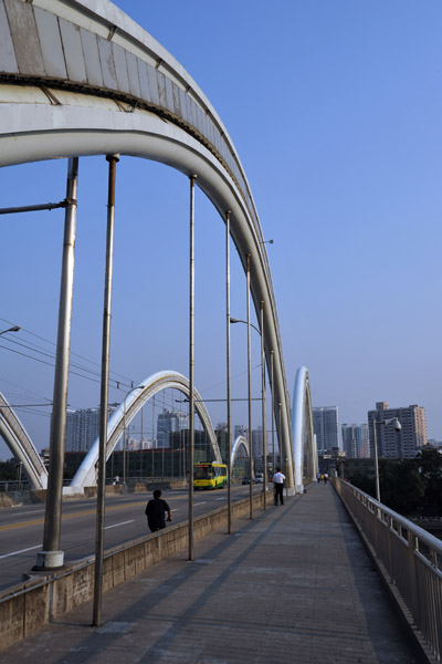 Walking across Liberation Bridge