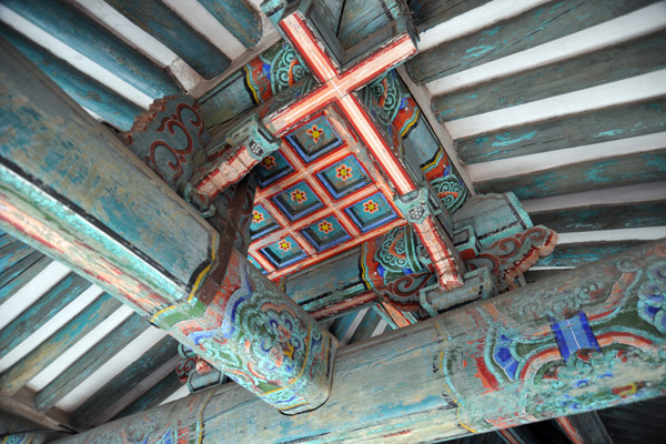 Painted wooden roof beams, Hwaseomun Gate