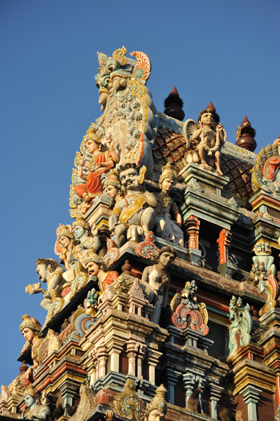 Detail of the Hindu temple gate, Grand Baie