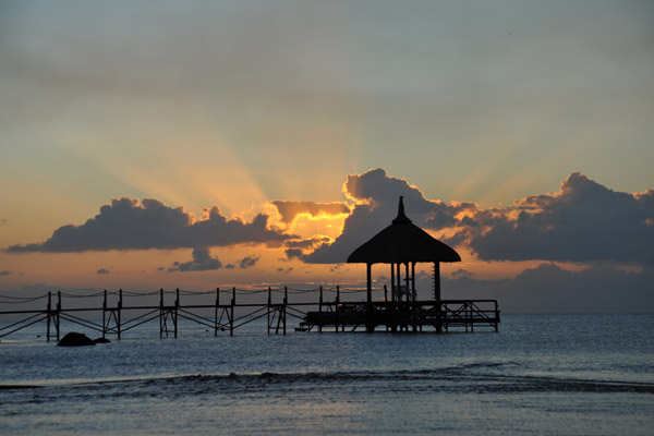 Pier at the Maritim Hotel at sunset, Mauritius