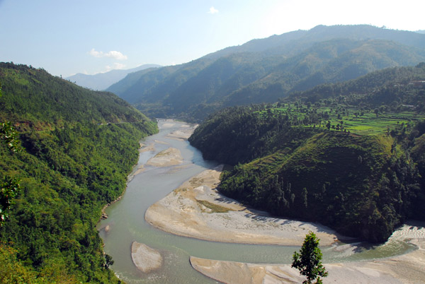 The Bhote Kosi joins the Sun Kosi River at Dolaghat, Nepal