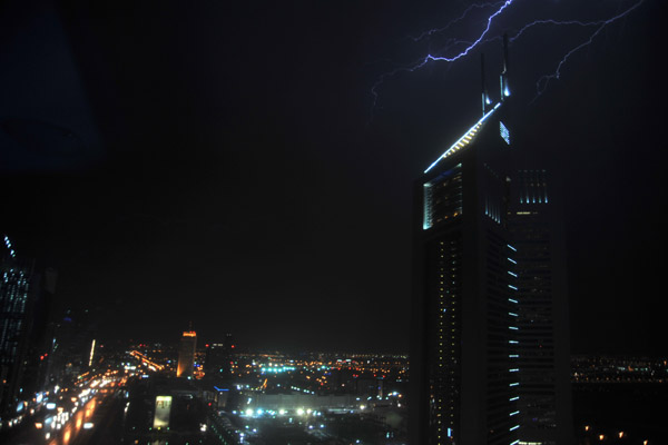 Emirates Towers thunderstorm, Jan 2010