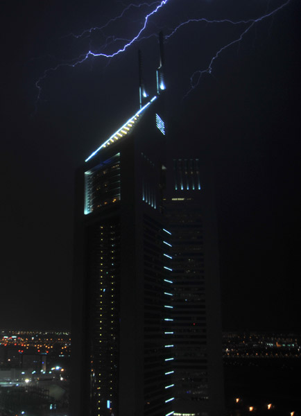 Emirates Towers with lightning