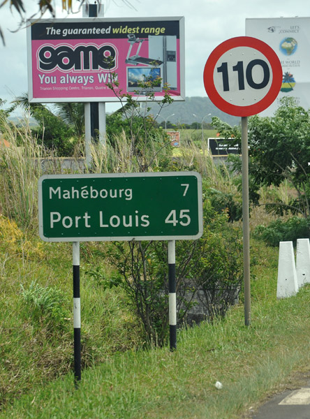 Road sign for Port Louis - 45km