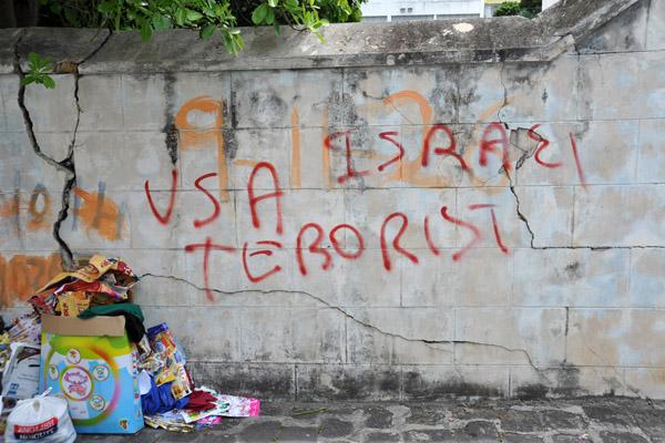 USA Israel Terrorist - Graffiti in Port Louis, Mauritius