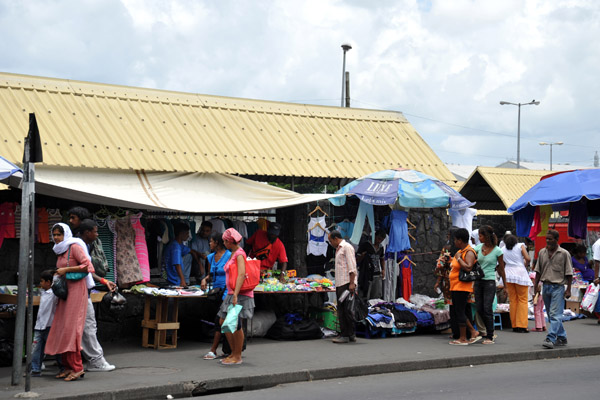 Market stalls by the north bus station, Port Louis