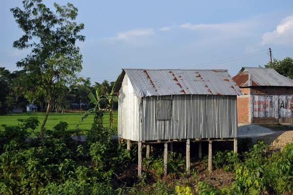 Tin shack on stilts, West Bengal