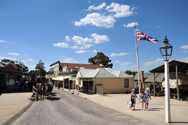The Union Jack flying along Main Street, Sovereign Hill