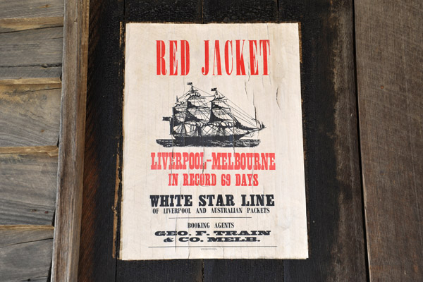 Advertisement for the White Star Line ship Red Jacket - Liverpool to Melbourne in 69 days (26 hours today)