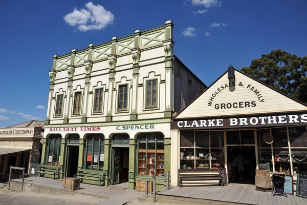 Ballarat Times, C. Spencer Confectioner, and Clark Bros. Grocers