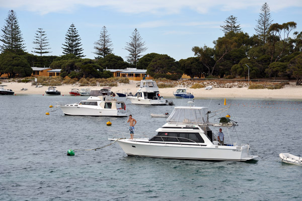 Small boats anchored in Thomson Bay, Rottnest Island