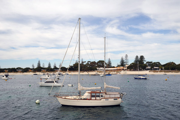 Small boats anchored in Thomson Bay, Rottnest Island
