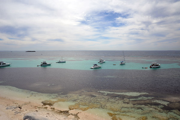 Boats moored off the south coast of Rottnest Island