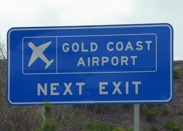 Road sign for Gold Coast Airport