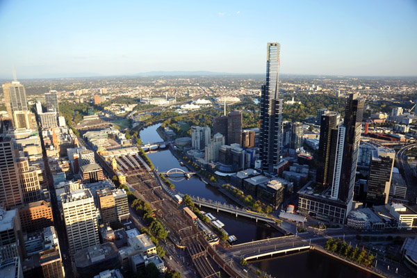 View of the Yarra River from the 55th floor Observation Deck at 234m