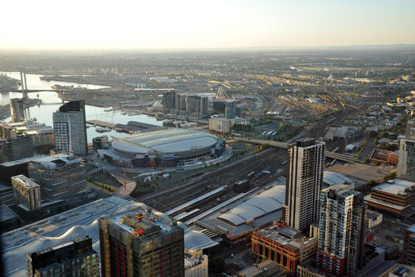 Etihad Stadium and Southern Cross Station from the Rialto