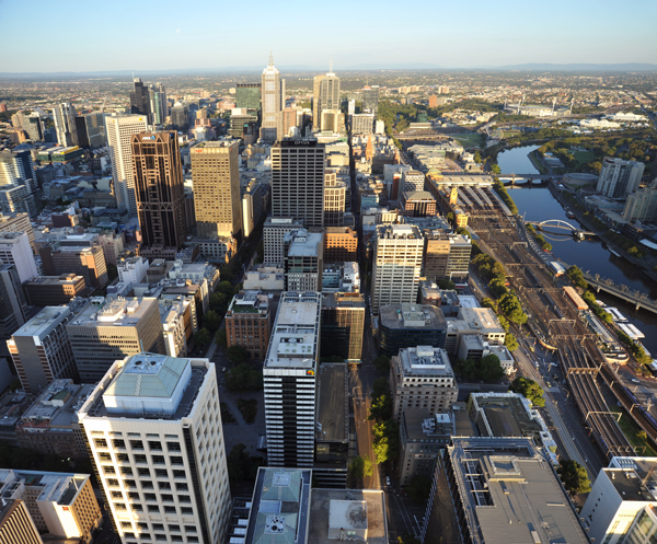 Panoramic view to the east of the Rialto - Melbourne CBD
