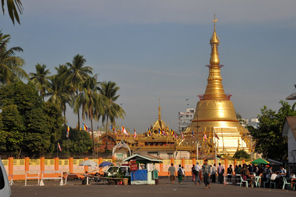 Golden zedi of Botataung Paya seen from the Yangon River jetty