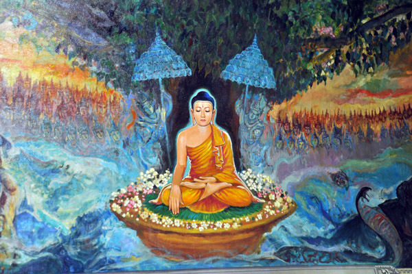 Mural of Buddha beneath the Bodhi Tree, Maya Wizaya Paya