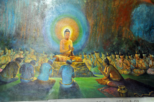 Mural of the Buddha teaching, Maha Wizaya Paya, Yangon