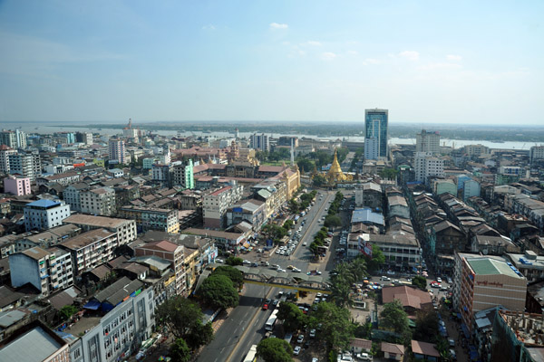 View south from Traders Hotel of central Yangon