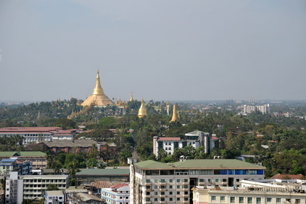 View of Shwedagon Pagoda from the Sky Bistro in Sakura Tower