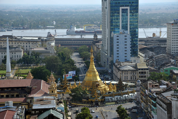 Sule Pagoda and Centrepoint Tower from Sakura Tower
