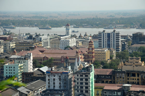 High Court Building, Port Authority Tower and Yangon River from Sakura Tower