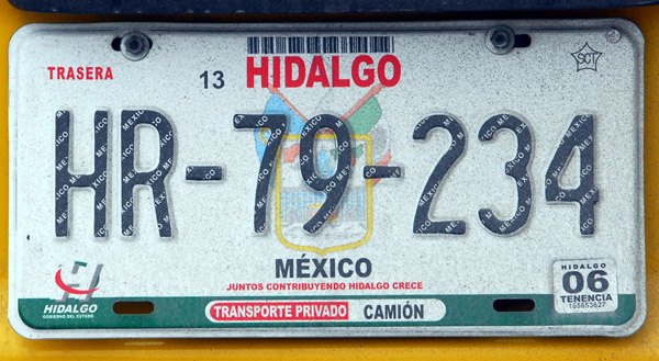Mexican License Plate - Hidalgo