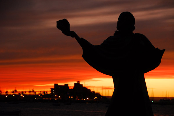 Jesus and the Seashell at sunset, La Paz, Mexico