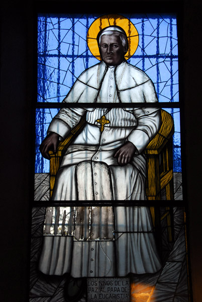 La Paz Cathedral stained glass window - Pope Piux X